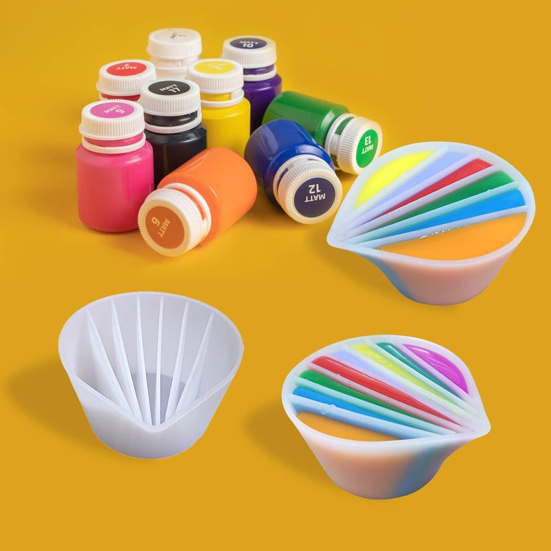 Kunyeah Split Cup for Paint Pouring, Fluid Art Split Cup Acrylic Paint Pour Split Cup Resin Pouring DIY Making Painting Tools Drawing Accessories Reusable Silicone Split Cup with Dividers (8 Chambers) - Image 3